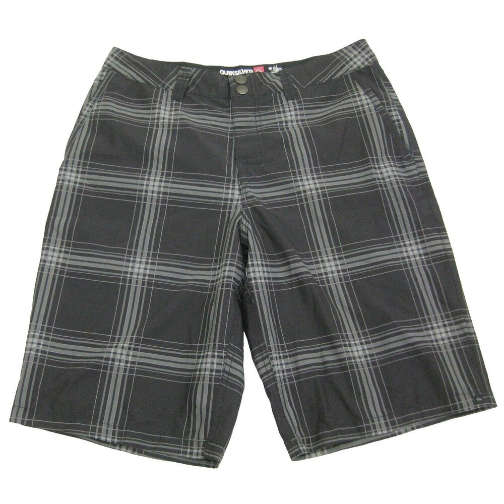 Quiksilver Mens Size 30 Black Check Board Shorts 4 Pockets Swimwear Surfing